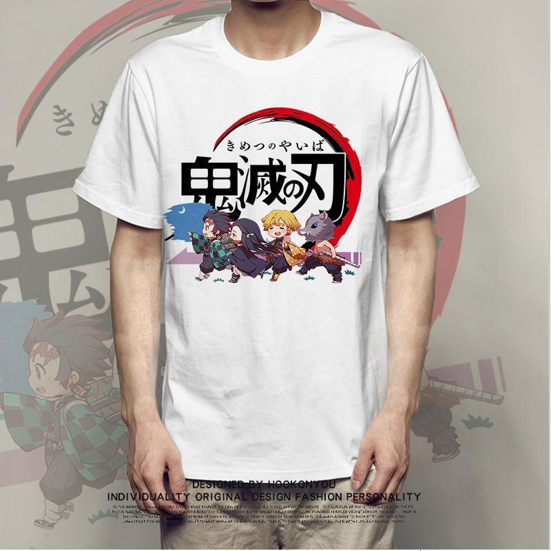 Demon Slayer Kamado Tanjirou Fun Spoof Anime Peripheral Short Sleeve T-Shirt That Casual Clothes Parent-child Outfit Summer