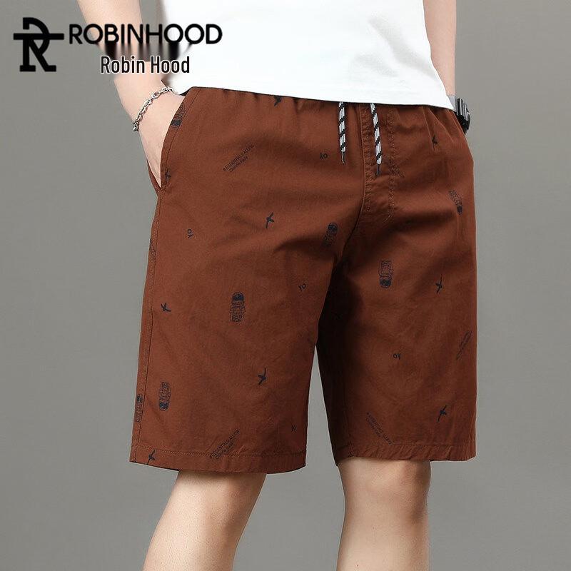 ROBINHOOD Men s Summer Cotton Casual Shorts 5XL кофейный