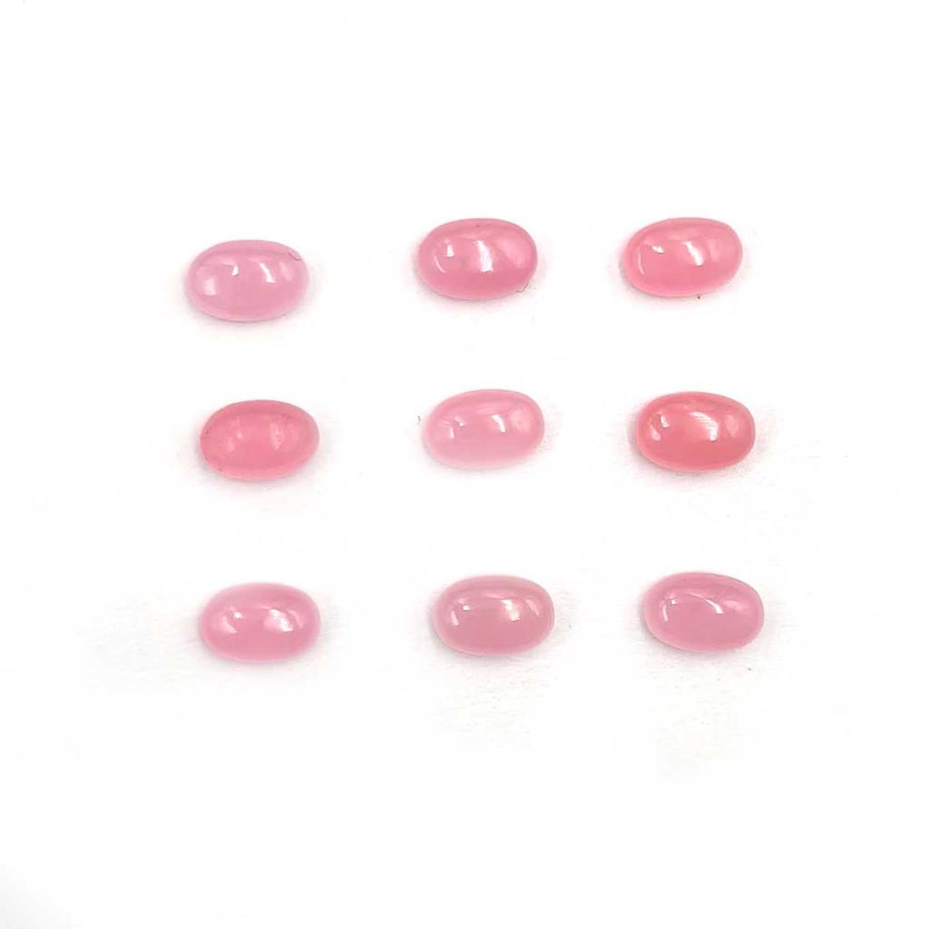 Dyed Pink Jade Oval Cabochon Loose Gemstone Lot 102 Pcs 4*6 MM 69 CT For Jewelry Making