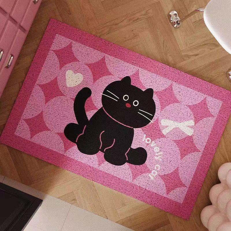 Tappetino Ingresso Antiscivolo Gatto Cartone Animato, Resistente allo Sporco, Facile da Pulire, Tappeto Resistente all'Usura per Casa e Corridoio