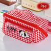 Cute Plaid Puppy Large Capacity Pencil Case Multi-Function Cartoon Stationery Bag with Prism Design Stain Resistant