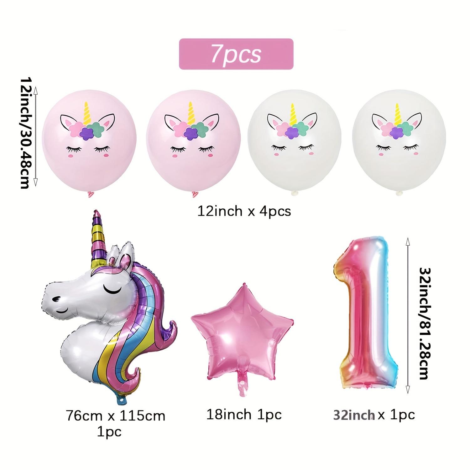 

7 шт. градиентных цифровых шаров (1-9), Алюминиевые шары в форме единорога и звезды, используемые для украшения празднования годовщины