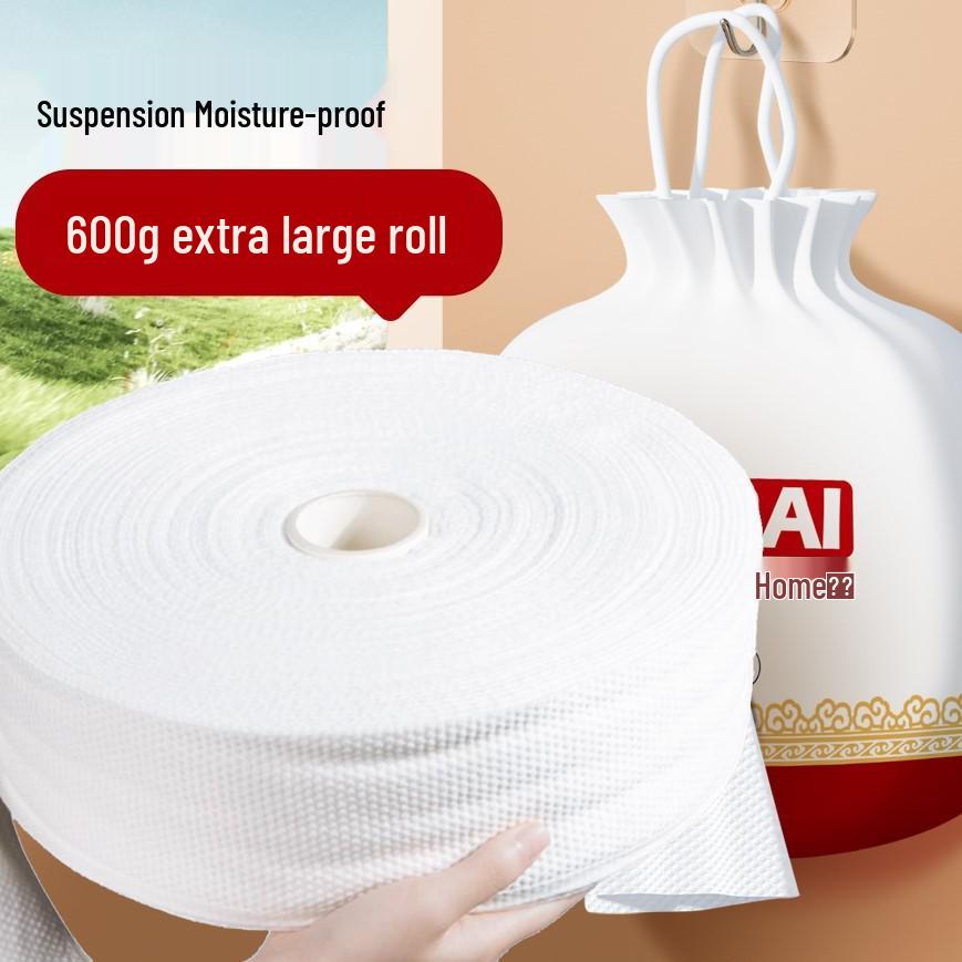 Rouleau Large de 600g Lingettes Nettoyantes Visage Jetables Coton Qualité Salon - Lingettes Douces Démaquillantes