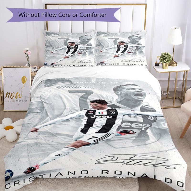 Ronaldo's Cristiano Ronaldo's Journey Bedding Set, Breathable Duvet Cover with Pillowcases, Soft Bed Linen for Bedroom Home Decoration, Perfect Festiv