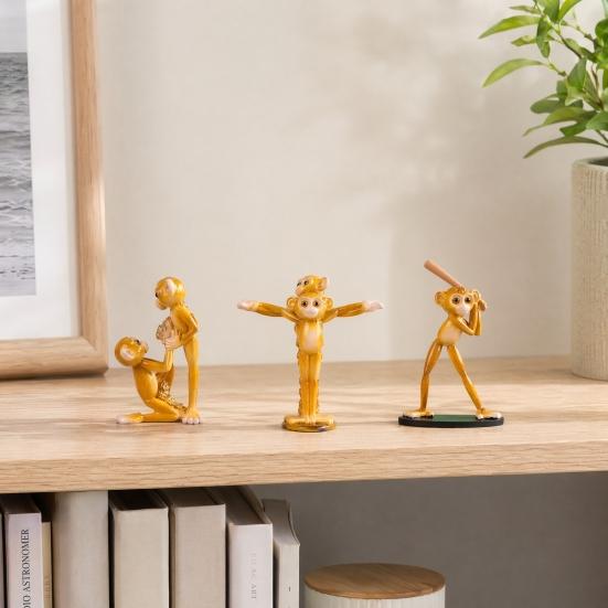 Carine Sculture di Scimmia Yoga in Resina, Decorazione Divertente Statuetta Animale per Scaffale di Casa Supporto TV Mobile Bar Ingresso, Ornamento Creativo da Scrivania Regalo per Yoga