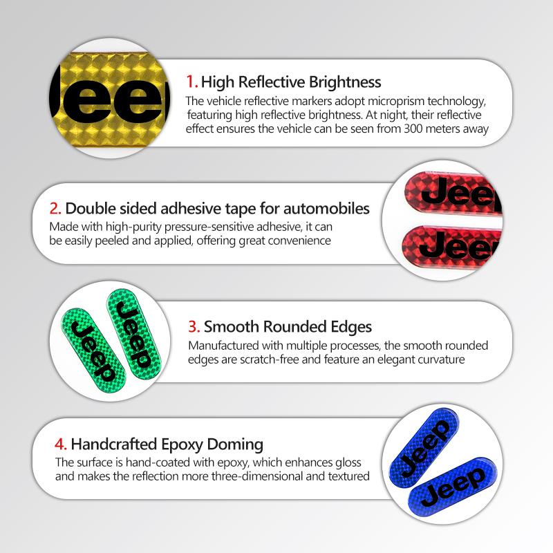 For Jeep Car Door Protection Reflective Car stickers Styling Cherokee Patriot Liberty Wrangler JK JL Commander AKN1