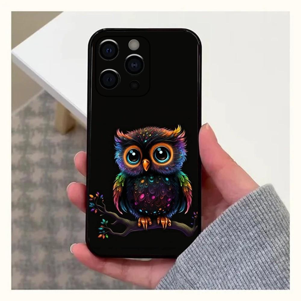 

Милый чехол для телефона с совой для Apple iPhone 15,14,13,12,11,Pro,X,XS,Max,XR,Plus,Mini Мягкий черный чехол iPhone12mini