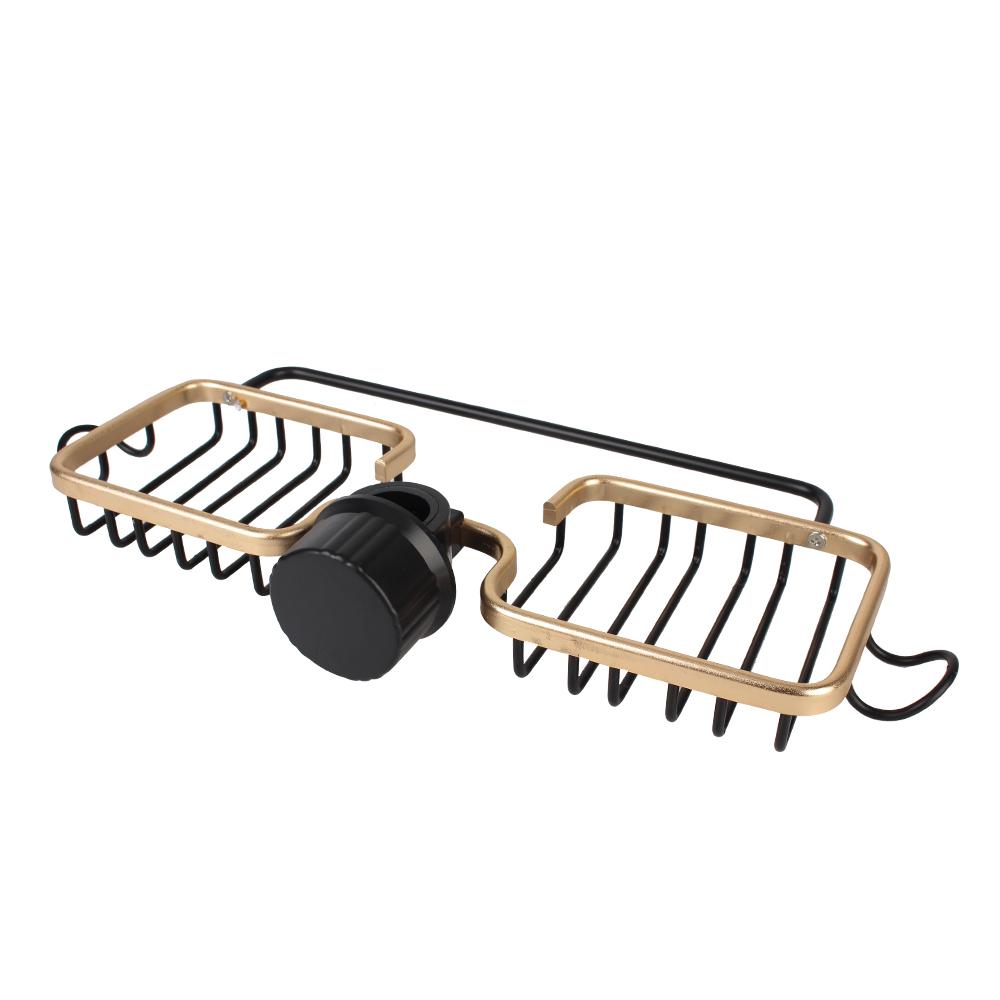 

Сливная полка для раковины, полка для хранения губок, сушилка для мыла, органайзер для корзин, двухсекционный алюминиевый многофункциональный держатель для крана Rose Gold