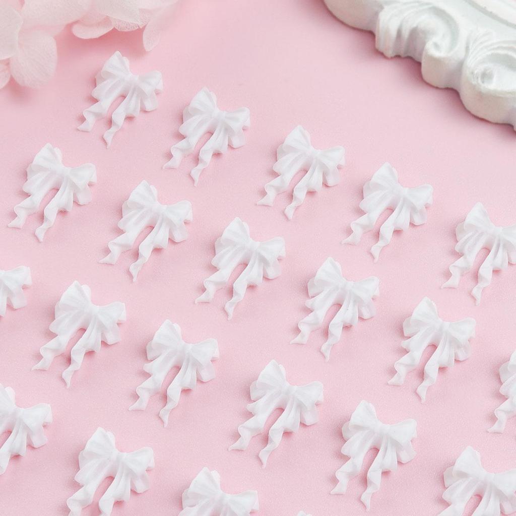1Bag Pink Candy Ribbon Bows 3D Nail Charm Transparent Jelly Color Summer Nail Decoration Accessories DIY Manicure Decor Parts