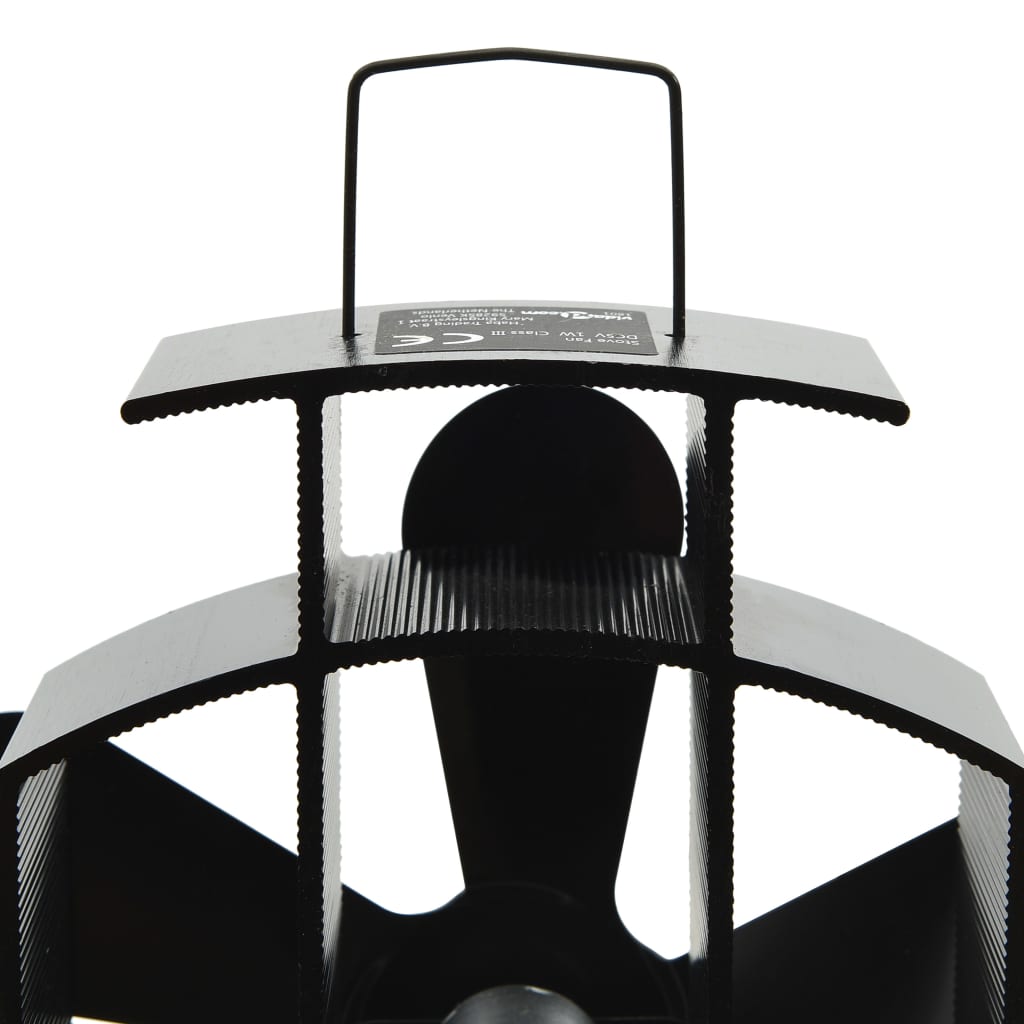Heat Operated Stove Fan with 5 Blades Black