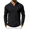 Spring Loose-Fit Solid-Colour Collared Casual Business Men's Long-Sleeved Linen Polo Shirt