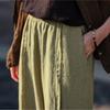 Johnature Women Vintage Wide Leg Pants Spring Solid Color Elastic Waist Loose Trousers Patchwork Long Pants