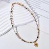 Bohemian Multi-color Stone Beaded Necklace with Stainless Steel Pendant