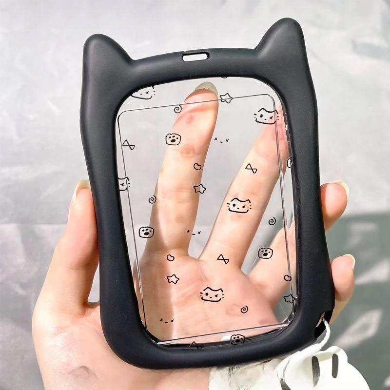 Cat Ear Photocard Holders Cute Photo Frame Student Campus Meal Card Cover Backbag Pendant Ornament Keychain Id Card Holder