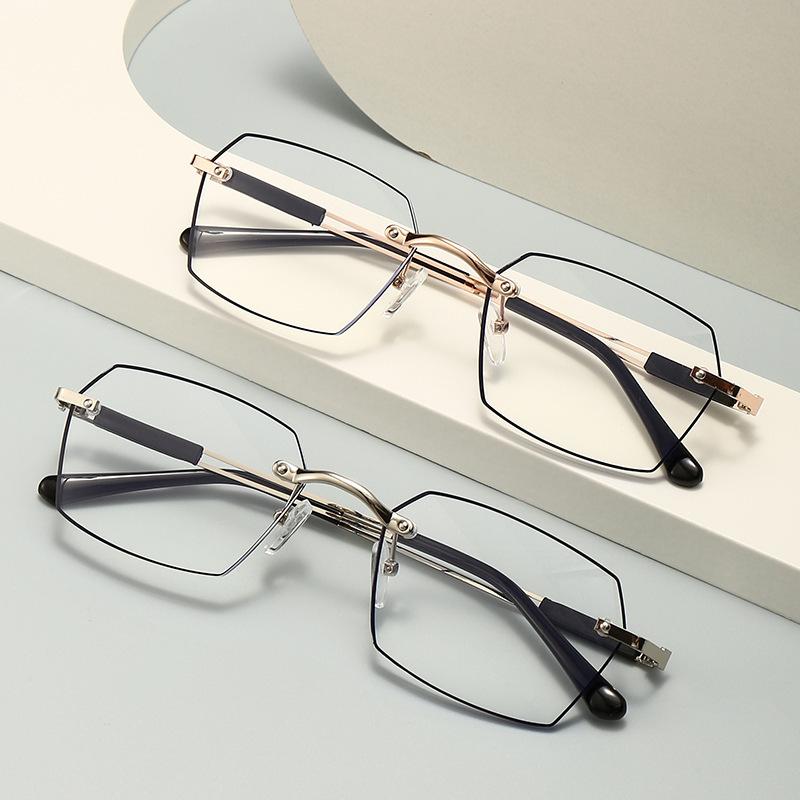 Color Shift / Anti Blue Light Reading Glasses Stylish Frameless Ultra Light for The Elderly in Reading Glasses with Cut Edges