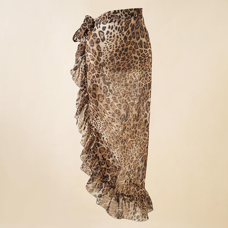

Шифоновая пляжная юбка-парео и блузка с леопардовым принтом для женщин One Size