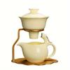 1 Set Ceramic Teapot Set Ceramic Tea Cups Lazy Kungfu Tea Pot Set Semi Automatic Drip Rotating Tea Set With Infuser Office Blooming Tea Pot Set For Ho