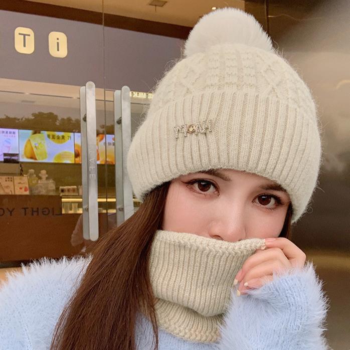 Hat Women's Cold-proof Knitted Wool Hat Winter Riding Warm Windproof Thickened Pullover Hat