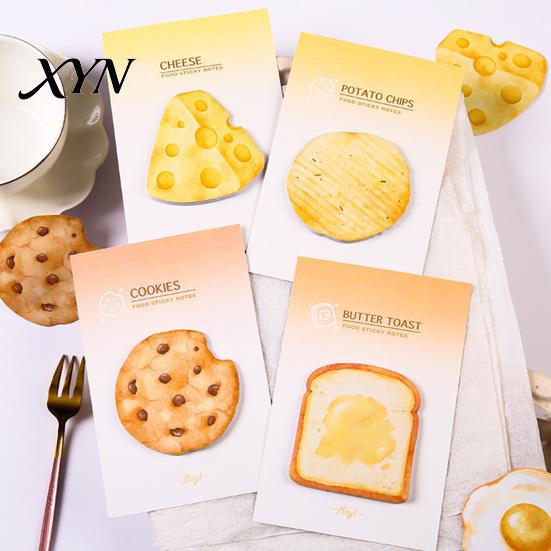 Unique Stick Notes Note Pads, Funny Toast Bread Cookie Cheese Design Cute Notepad, 30 Creative Pads Sheets/Pad Self Memo Pad for Home Office Notebook