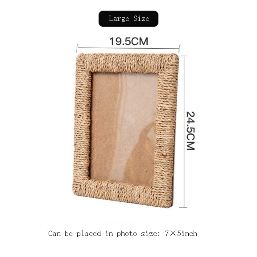 Cornice Portafoto in Rattan 4×6 / 5×7 pollici Cornice Portafoto Artigianale in Rattan Rustico Stile Boho Cornice Portafoto Naturale da Tavolo Decorazione per la Casa