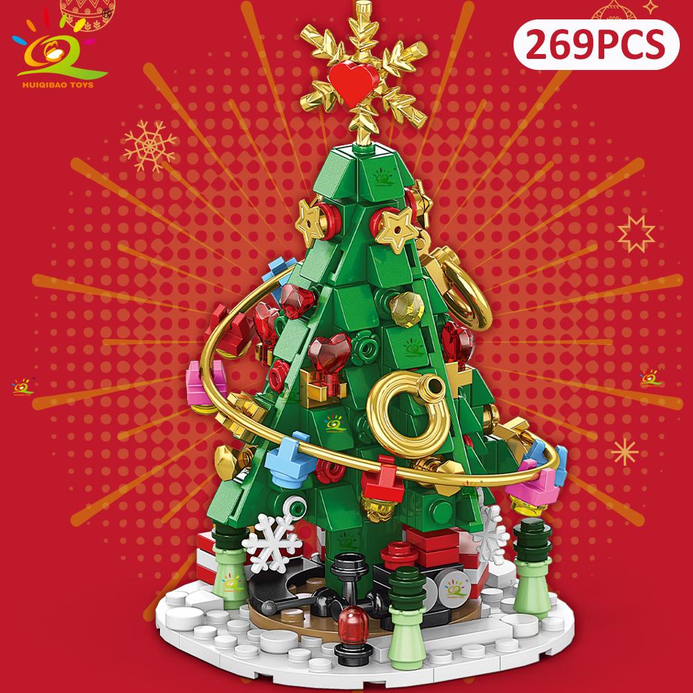 Non-Toxic 8In1 Christmas Santa Claus Sled House Model Building Block Diy Elk Snowman Bricks Ornament Toys For Children Adult Gift