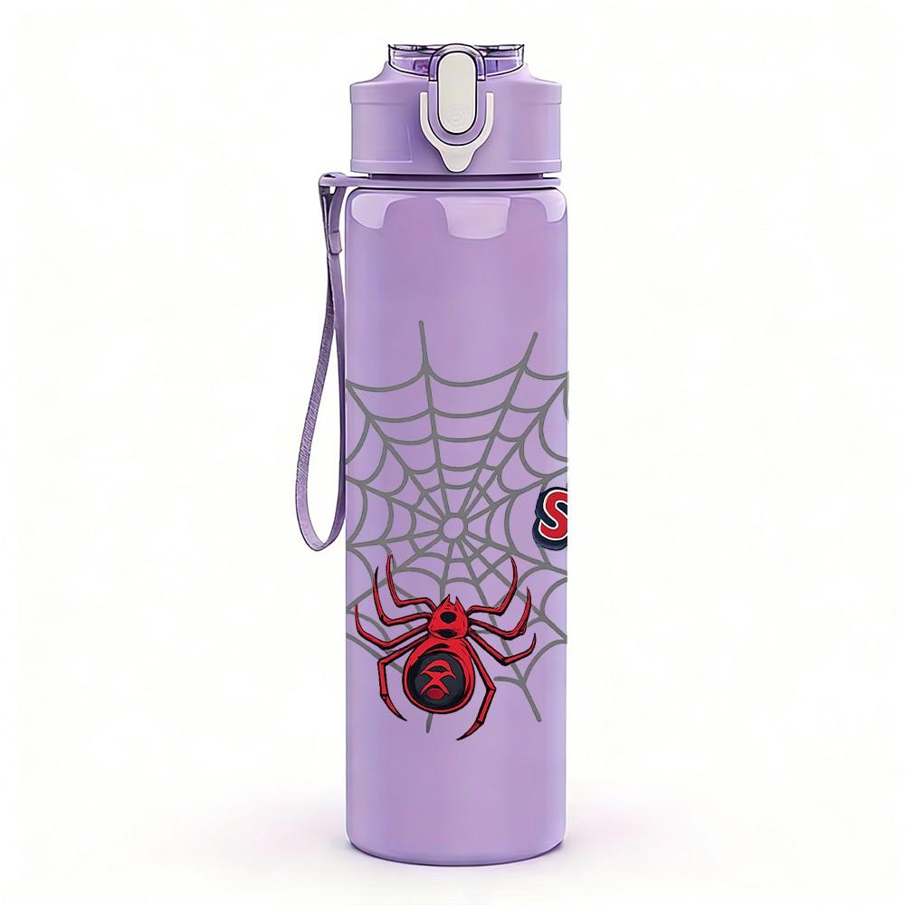 1PC Spider Web Baseball Bat Sport Print 750ml Color Plastic Sports Water Bottle Leakproof Flip Straw Lid Suitable for Sports Office Home Use