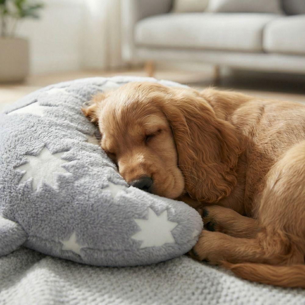 Plush Cat Glowing Pillow Moon Star Dog Sleep Mat Cartoon U-Shaped Pet Pillow  Indoor
