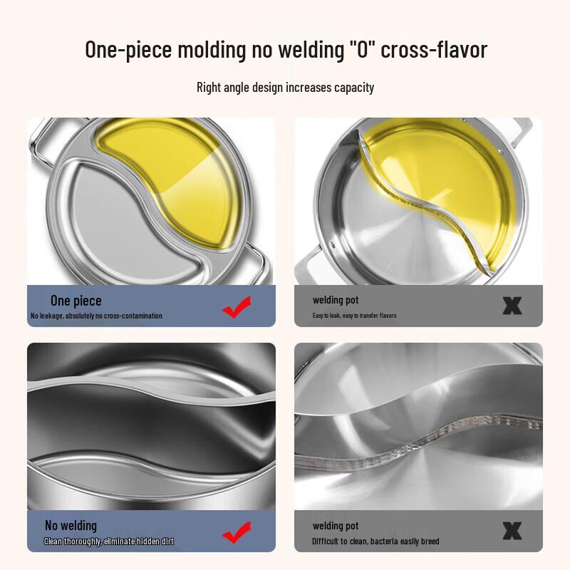 32cm Multifunctional 304 Stainless Steel Divided Hot Pot