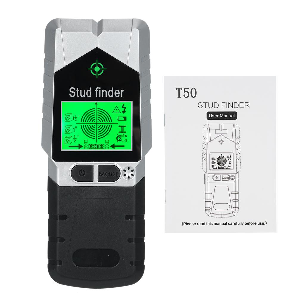 6 in 1 T50 Stud Finder Wall Scanner Stud Detector with Magnet Physical Nail Finding Function Wall Detector for Wood Metal