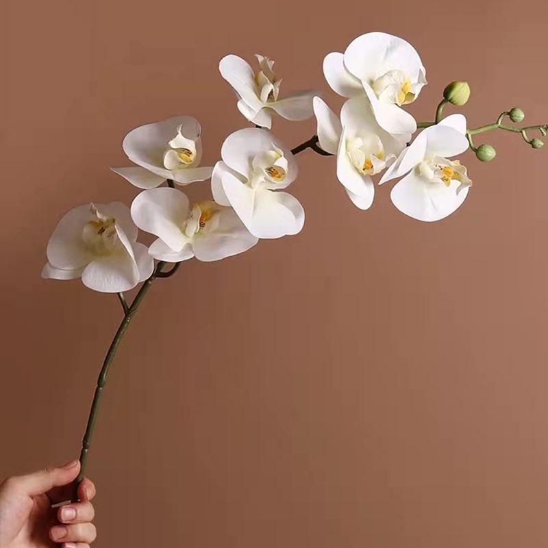 High-Quality Artificial Phalaenopsis Orchid: White Floral Decor for Weddings, Hotels, Living Rooms