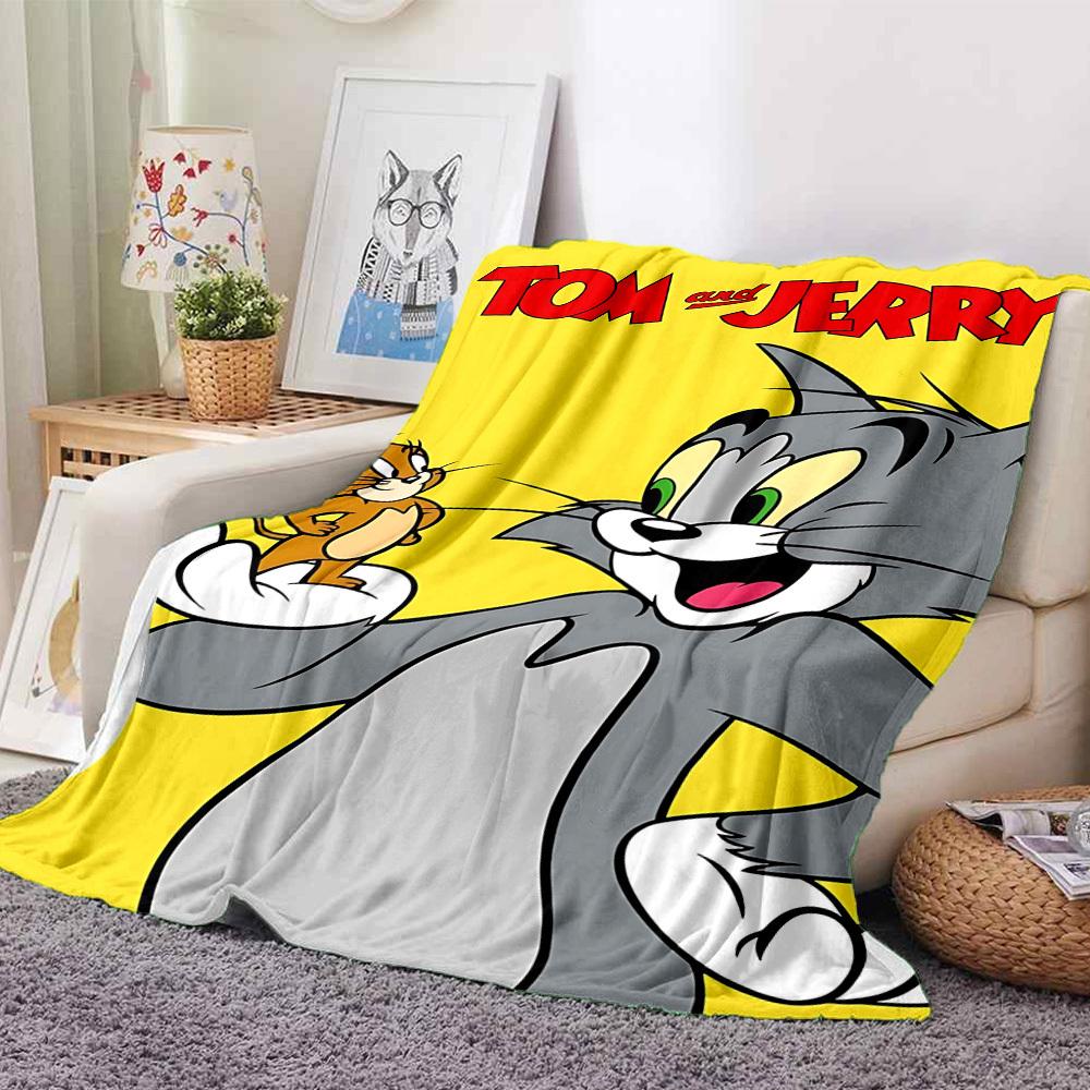 1pc Tom, Jerry Blanket Lightweight Flannel Throw For Sofa, Bed, Travel, Livingroom, Office, Couch, Chair, And Bed