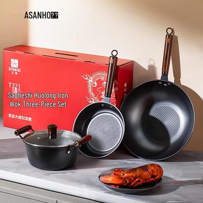 SANHO T321 Nitrided Hammered Iron Cookware Set