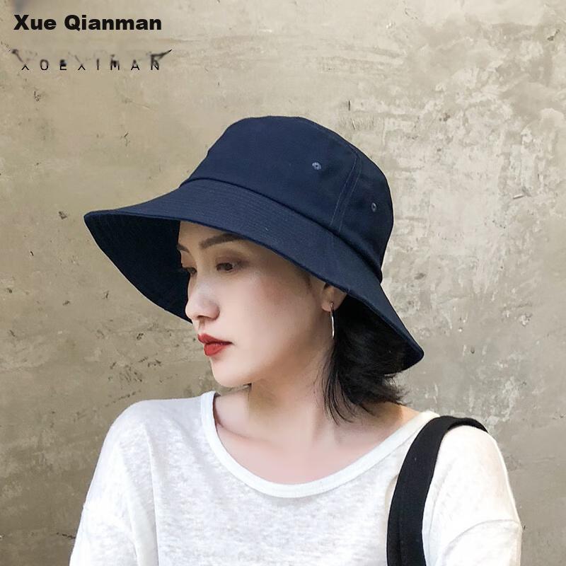 XUEXIMAN Solid Color Fisherman Hat Women Korean Style Versatile Japanese Sun Protection Sunshade Bucket Hat Slim Face Bare Face Hat
