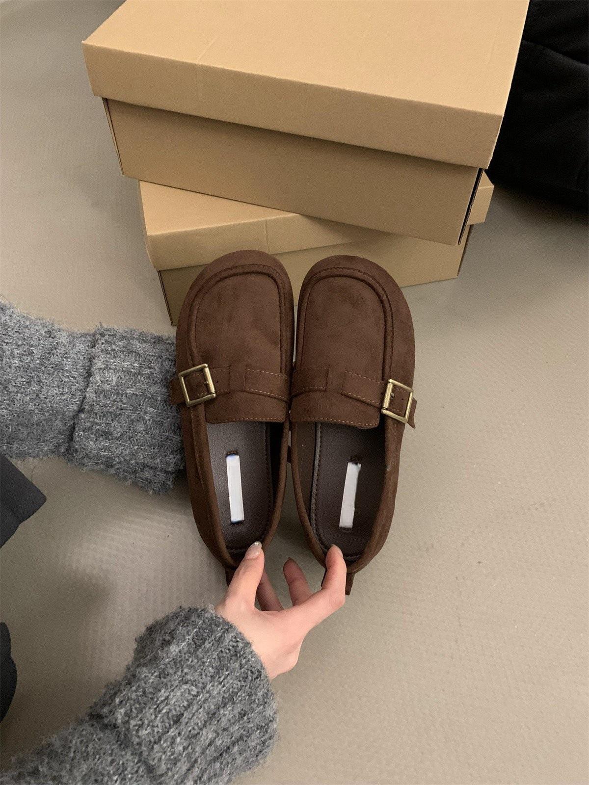 

Мокасины в литературном и ретро-стиле для женщин, осень-зима 2004 г., новые небольшие кожаные туфли на плоской подошве с мягкой подошвой и одной педалью. 40