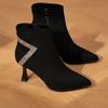 2026 New Elegant with Medium Heels Pointed Toe Booties  Suede Autumn Winter Ankle Boots for Women  Woman Short Shoes