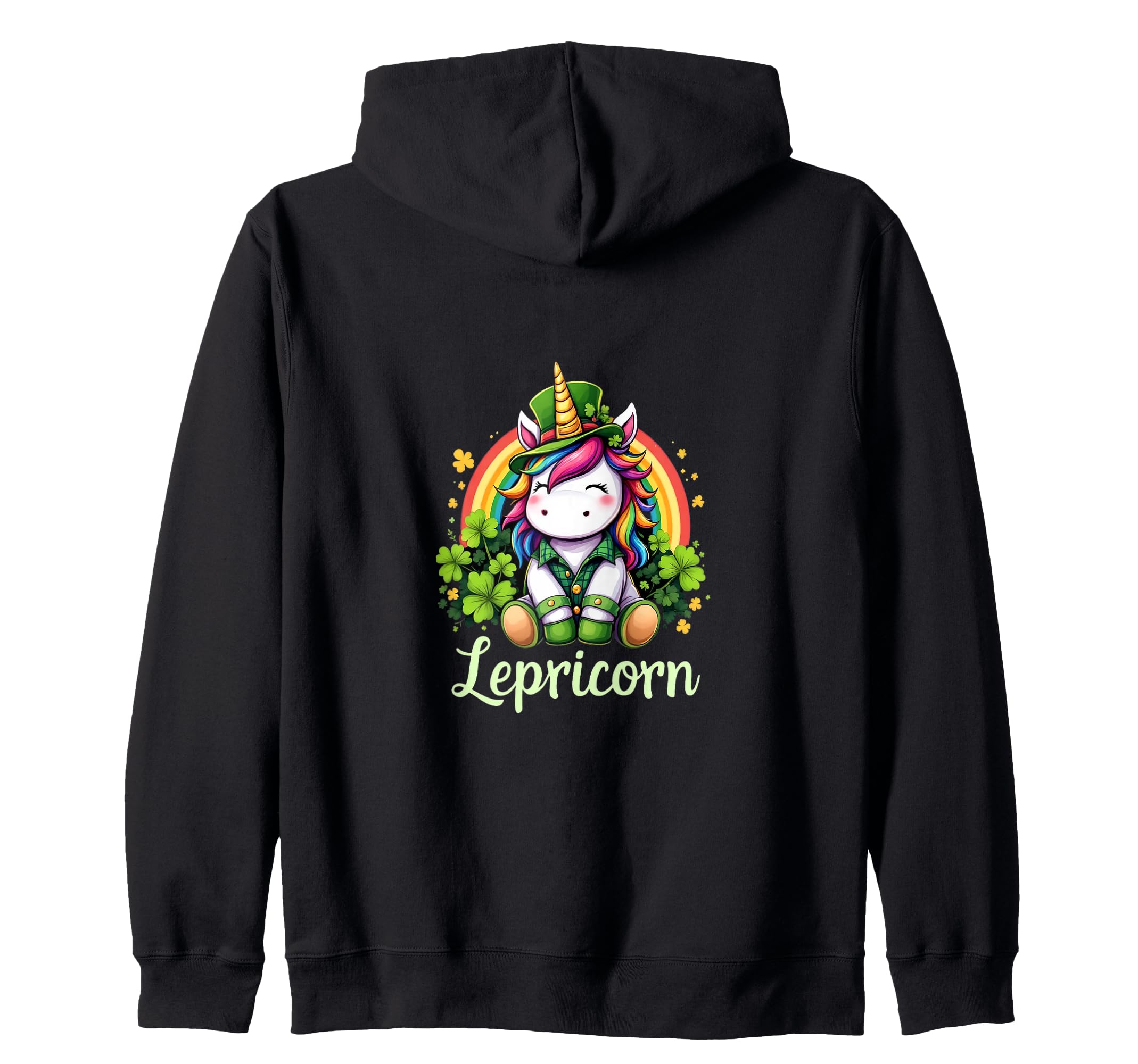 

Day Leprechaun Unicorn Rainbow Charm Zip Hoodie St. Patrick s чорний