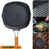 Faltbare Tragbare Bratpfanne Picknick Grillpfanne Hitzebeständiger Holzgriff Outdoor Grillpfanne Doppelmund Steakpfanne(Kein Deckel)