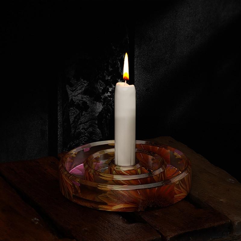 Star Round Candlestick Silicone Mold Candle Holder Tray Gypsum Resin Mold Handmade Candle Holder Mold Decoration