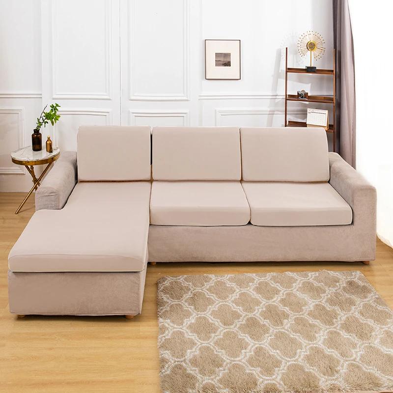 Plain Color Stretch Sofa Seat Cushion Cover For Living Room Elastic Furniture Protector Couch Chaise Longue Sofa Seat Slipcover