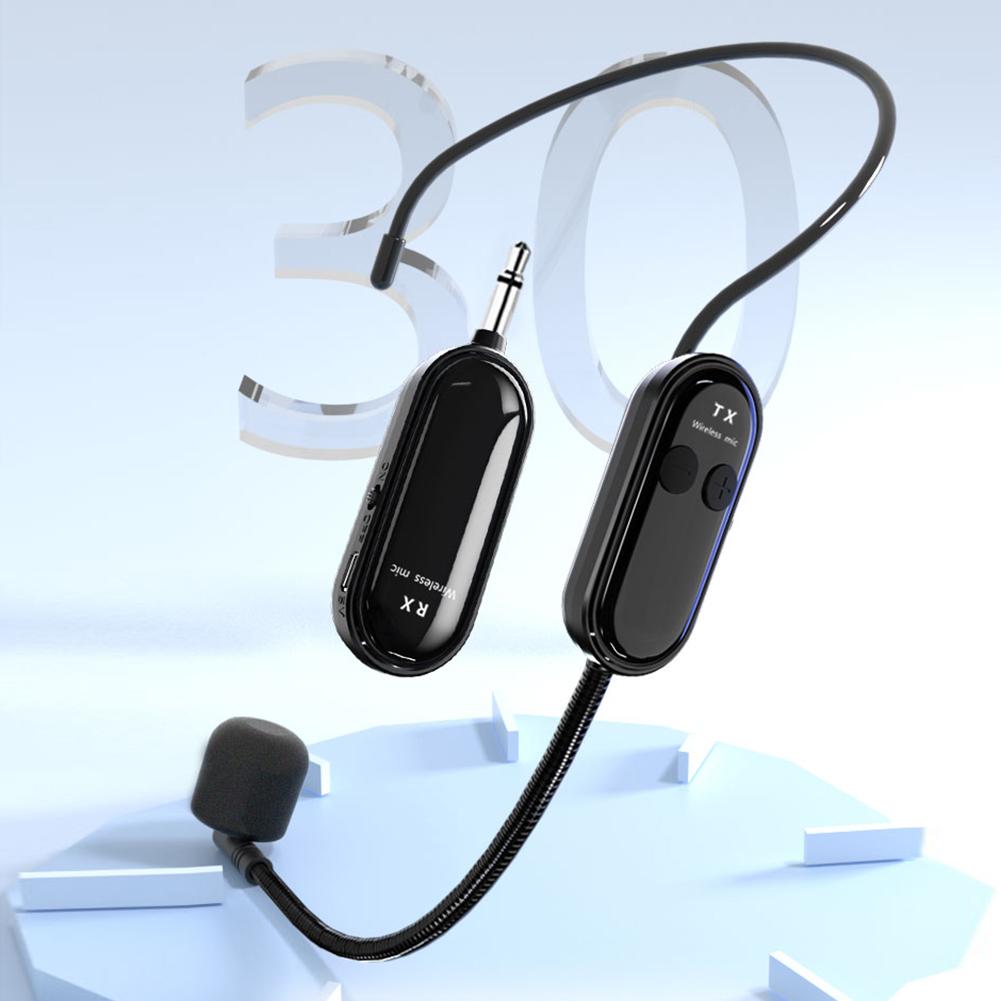 Kabelloses Mikrofon-Headset 2,4G System Mit Empfänger Für PA-Lautsprecher-Mischpult Karaoke-Stimmprojektor Lange Akkulaufzeit Schwarz