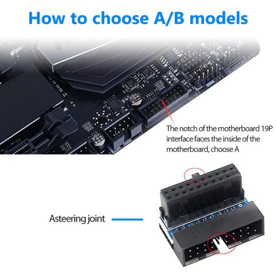 Conector da placa-mãe Play de alta velocidade USB3.0 19/20 Plugue sem perdas Pino Angulado Interno de 90 graus