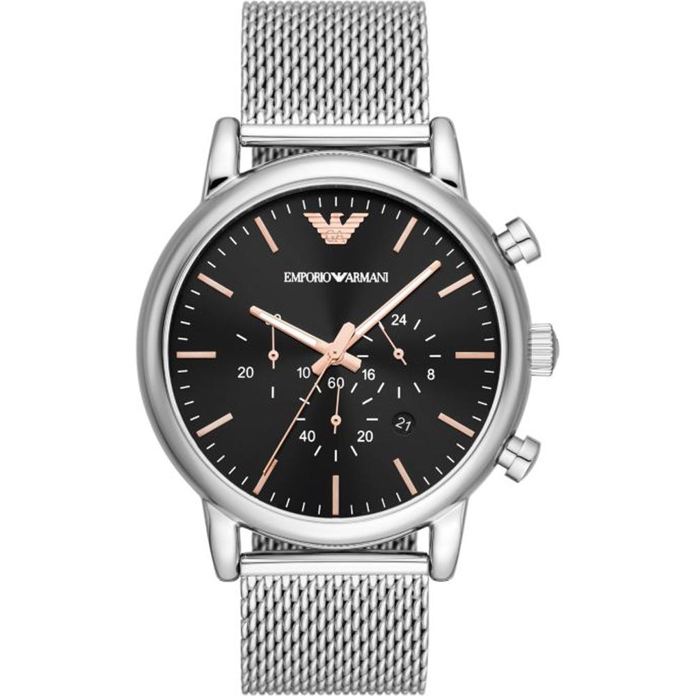 

Emporio Armani Luigi Black Silver Metal Men s Quartz Chronograph Watch AR11429 чёрный