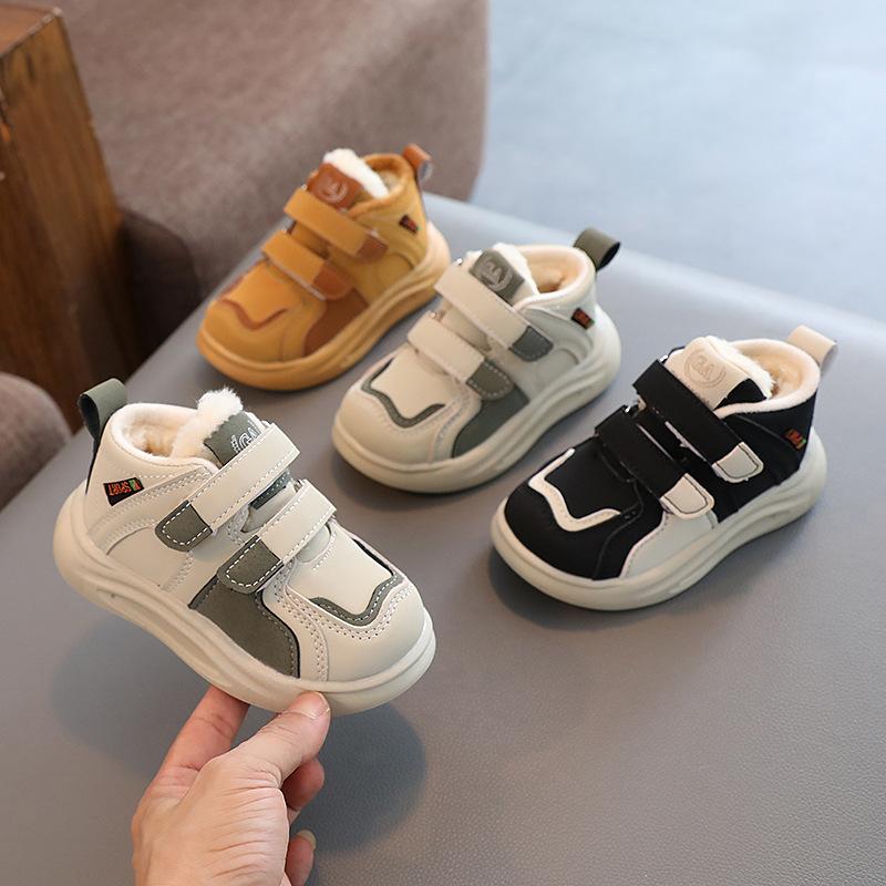 Velvet Children's Sneakers Winter Beige Girls' Soft-soled Baby Tennis Shoes Kids Brown Boys' Casual Shoes