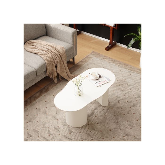 Table basse - MUVOE - 100 cm - MDF de haute qualité - Blanc - Design contemporain