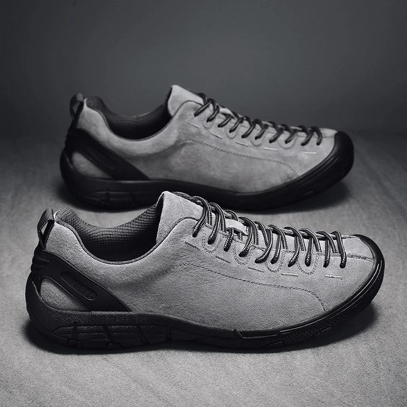 Fashion New Suede Leather Men Casual Shoes Male Comfortable Flat Shoes Trendy Sneakers For Men Lace Up Oxfords Soft Basic Outdoor Shoes