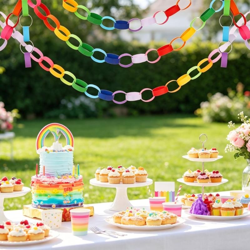 Pack Of 100 Colorful Rainbow Paper Chains For Kids Birthday Party Classroom Decorations Preschool Activities And Festival Event