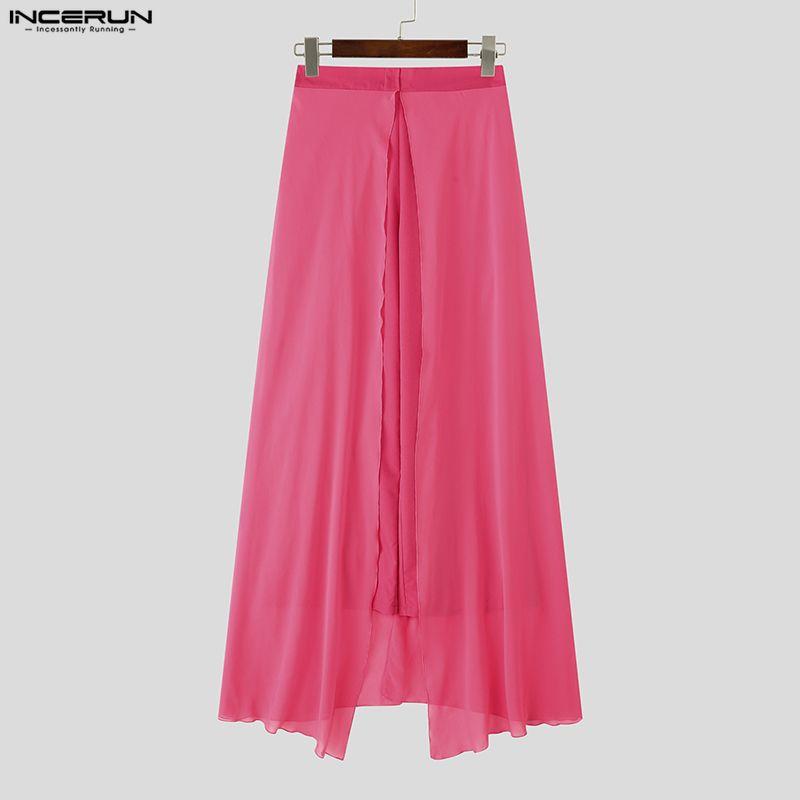 INCERUN Herren Elastischer Bund Doppellagig Patchwork Lässig Maxi Weitbein Hose