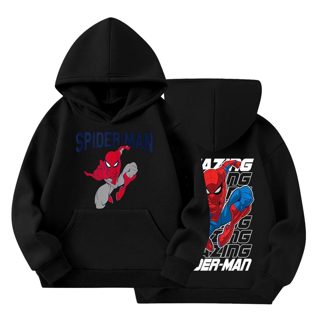 Kids Loose Fit Long Sleeve -Lined Pullover Hoodie with Graphic Print