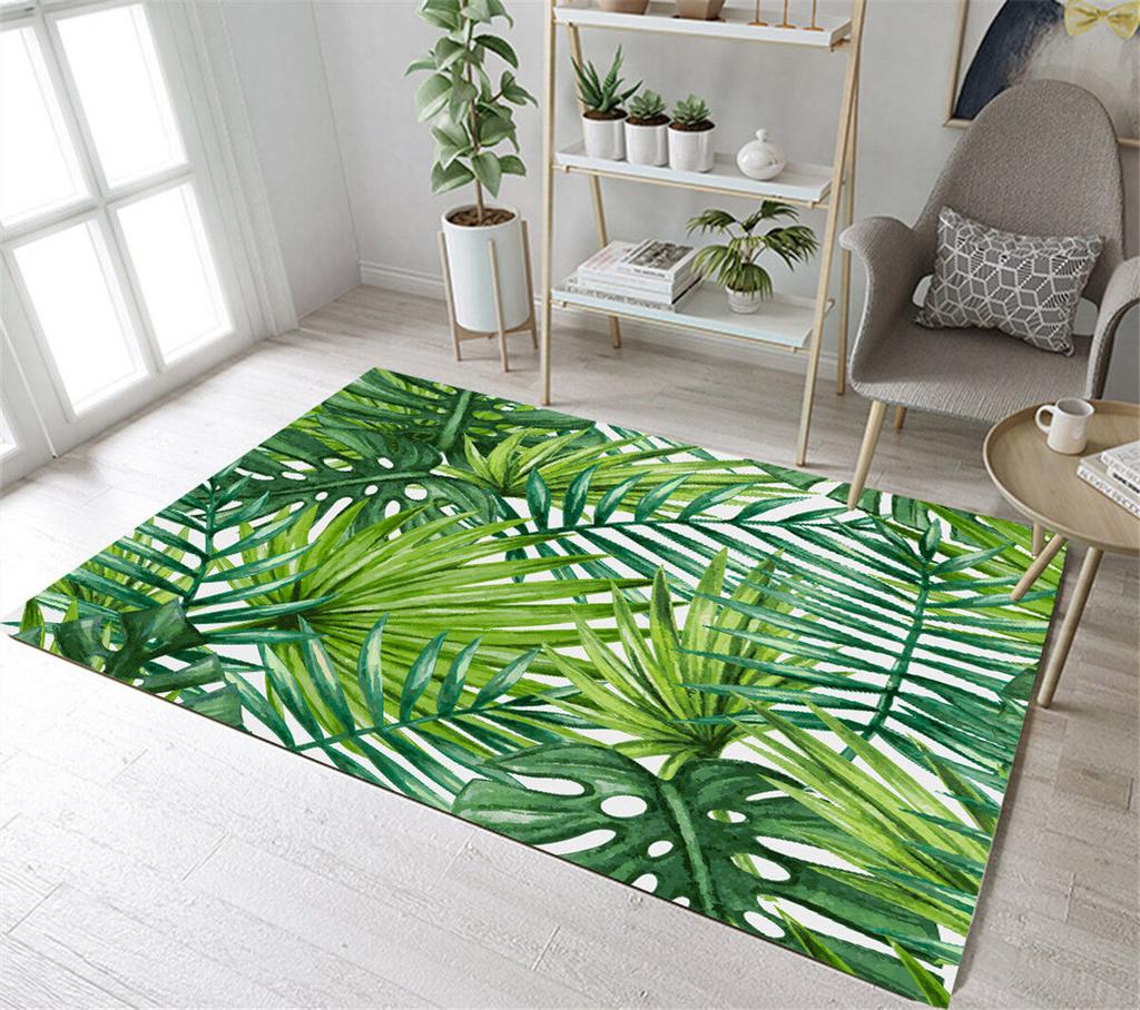 Covor de Vară Frunze Tropicale Hawaiene Covor cu Frunze de Palmier Covor de Zonă Pentru Decor Living Dormitor Covoraș de Podea Frunză Verde Covoraș de Ușă pentru Intrare