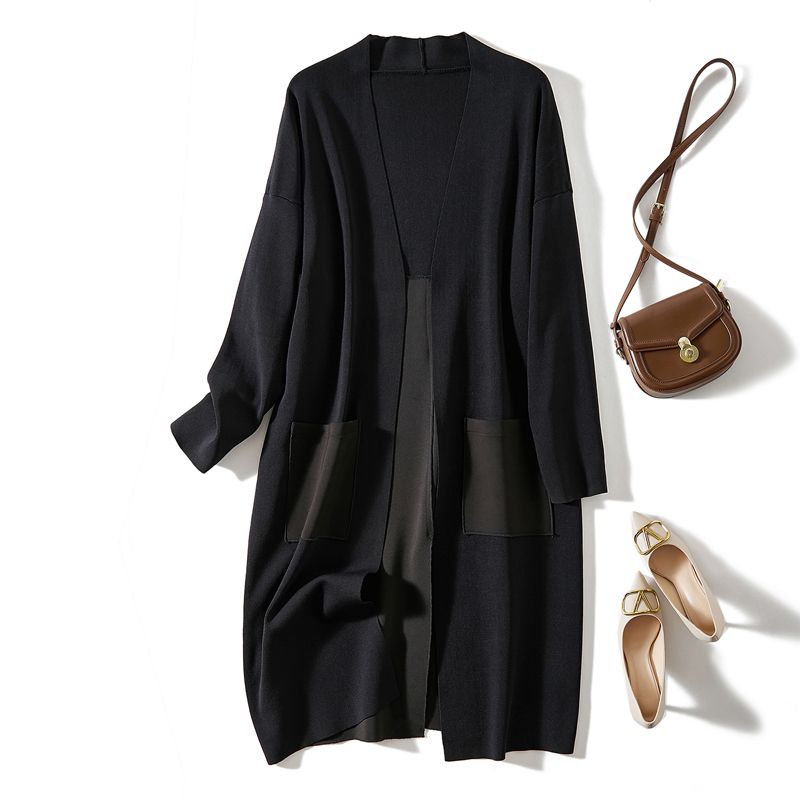 

Cabinet Is Popular for Ten Thousand Yuan! Women s Woolen Knit Cocoon Shaped Long Batwing Sleeve Coat Outwear Fall and Winter New Thick Outer Wear Black 3XL